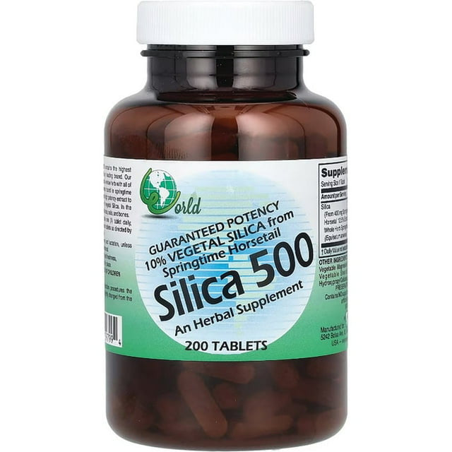 World Organic Silica 500 Herbal Supplement Tablets, 200 Ea